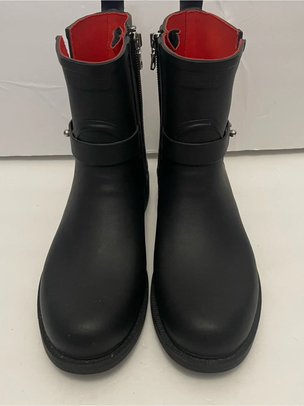 Rag & Bone Black Rubber Rain Boots Women's EU 39 Waterproof Moto Ankle Boots 8.5